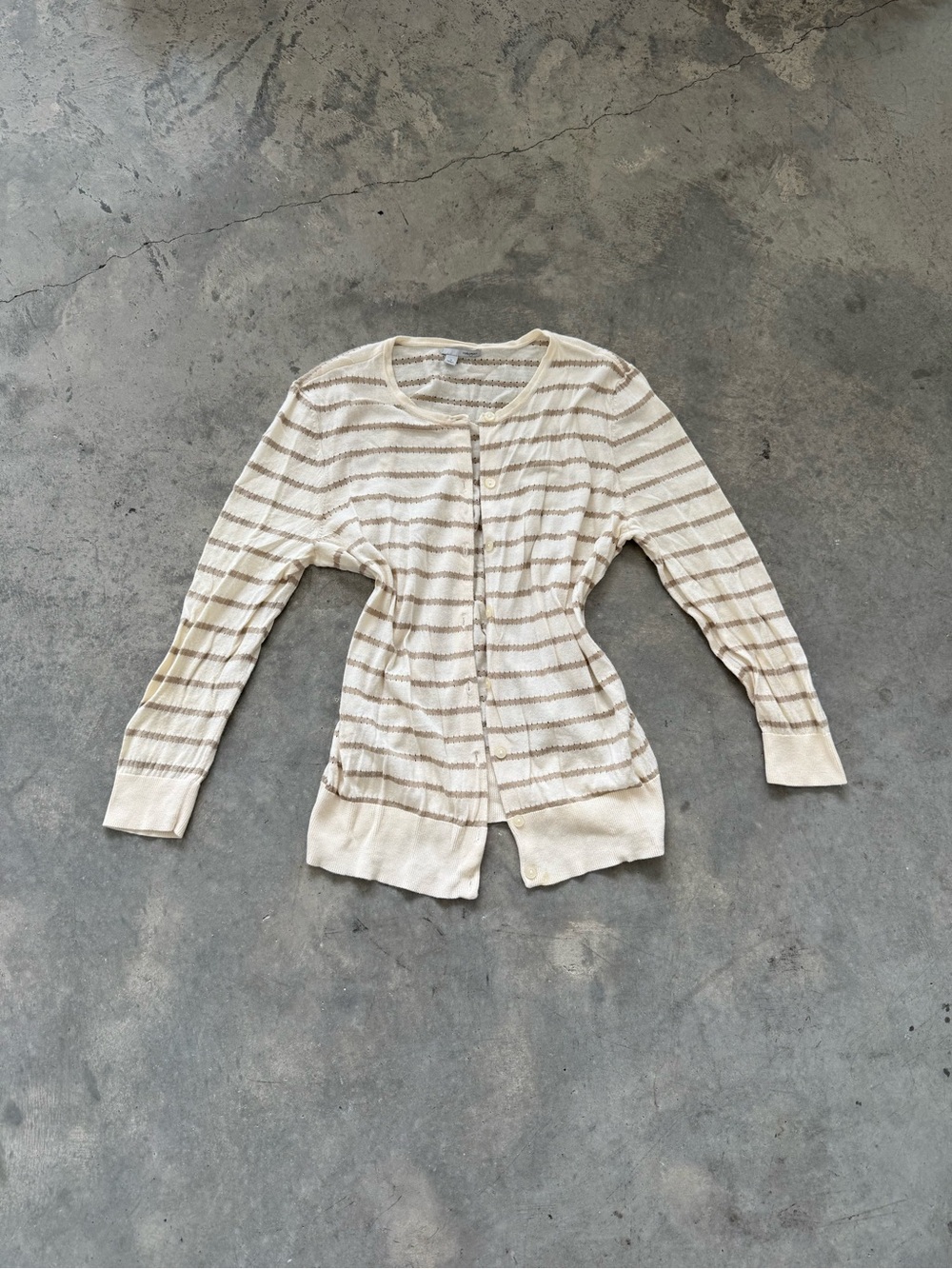 Halogen Cream and Tan Striped Lightweight Cardigan